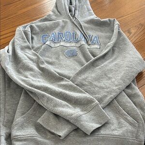 Champion Gray Hoodie with Blue Accents